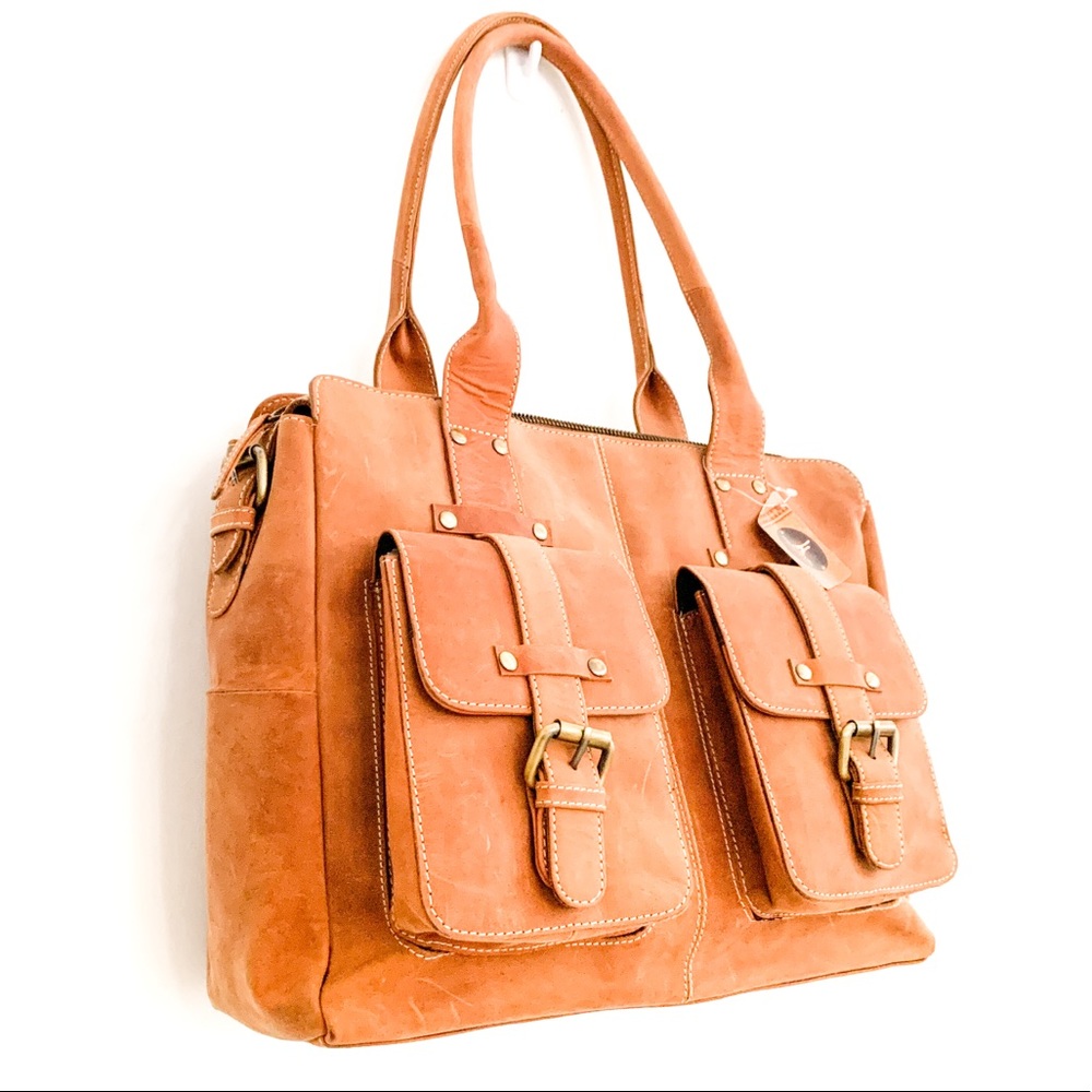 Vintage Inspired Leather Tote Bag - Picture 2 of 7